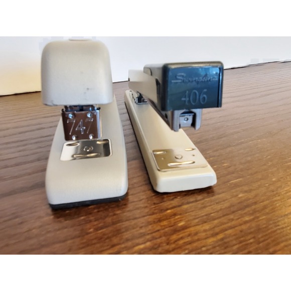 Vintage Swingline Stapler Lot 747 & 406 Gray Desk Staplers Made in Britain Retro - Picture 2 of 12